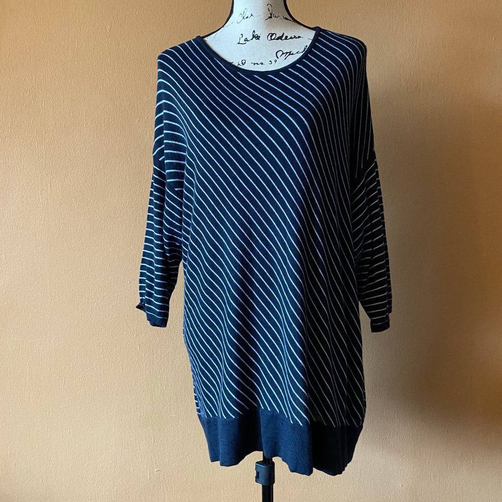 J Jill Striped 3/4 Sleeve Pullover Sweater